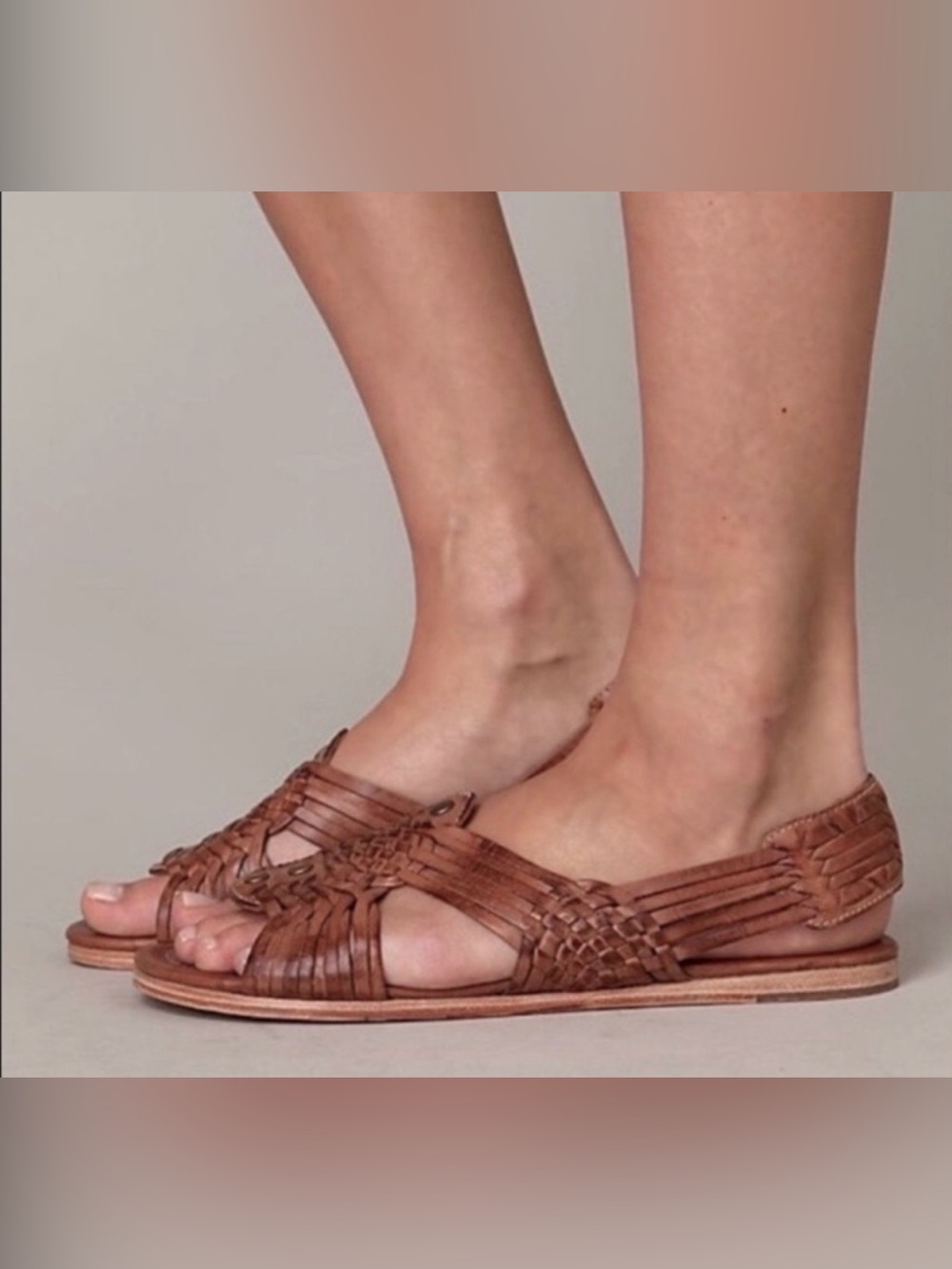 🔵Woven Leather Huarache Sandals - Tan